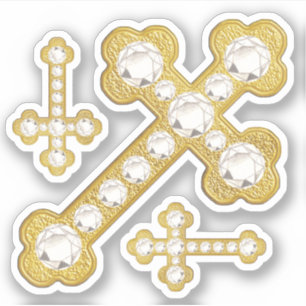Sticker Croix avec 12 diamants de Faux - Contour