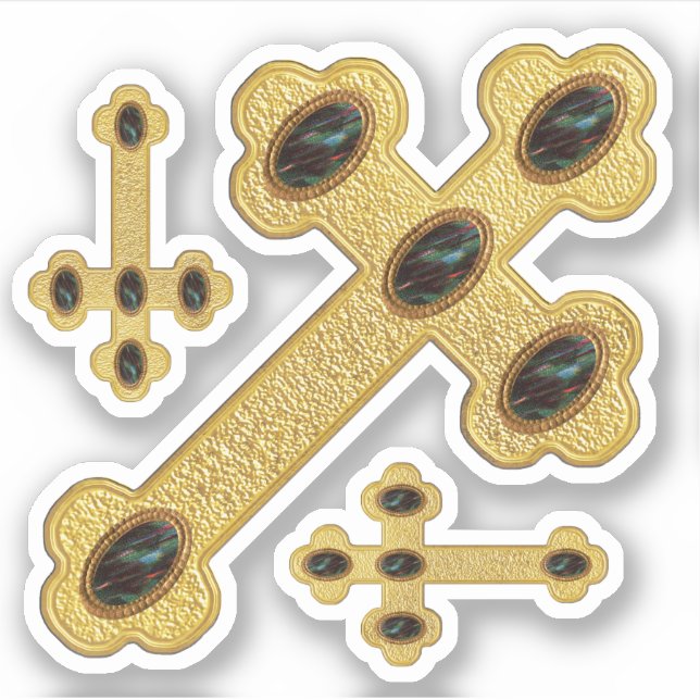Sticker Croix avec 5 Faux Bloodstones - Contour (Devant)