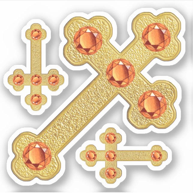 Sticker Croix avec 5 topazes Faux - Contour (Devant)