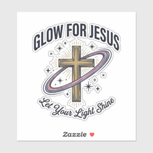 Sticker Croix chrétienne Glow for Jesus Vintage Vector