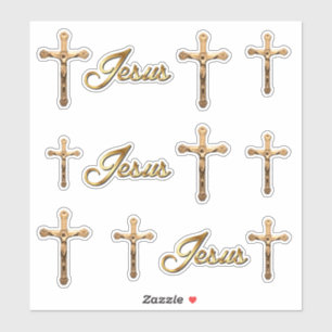 Sticker Croix-Christ Croix-Or catholique