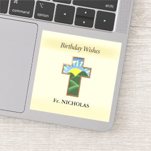 Sticker Croix d'anniversaire Prêtre Personnalisé
