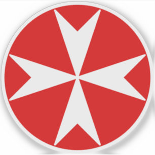 Sticker Croix de Malte v2 (blanc sur rouge)
