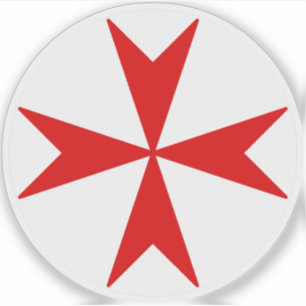 Sticker Croix de Malte v2 (rouge sur blanc)
