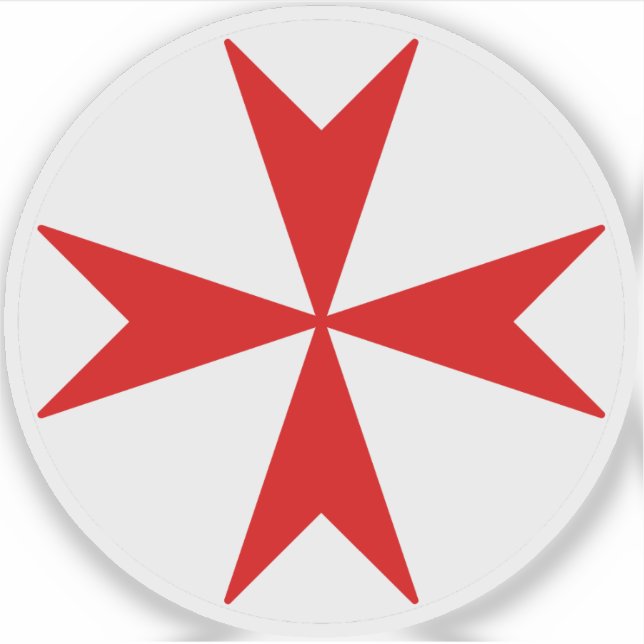 Sticker Croix de Malte v2 (rouge sur blanc) (Devant)