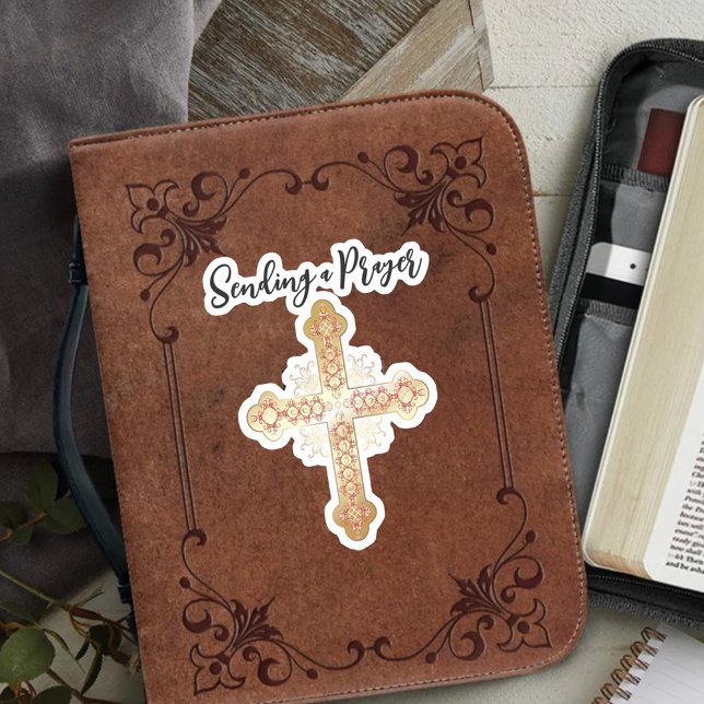 Sticker Croix d'or envoyant une prière (Créateur téléchargé)