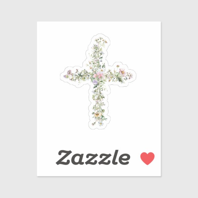 Sticker Croix fleur sauvage (Feuille)