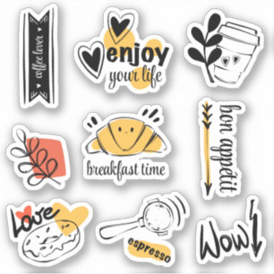 Sticker Croquis à l'encre de l'amateur de café