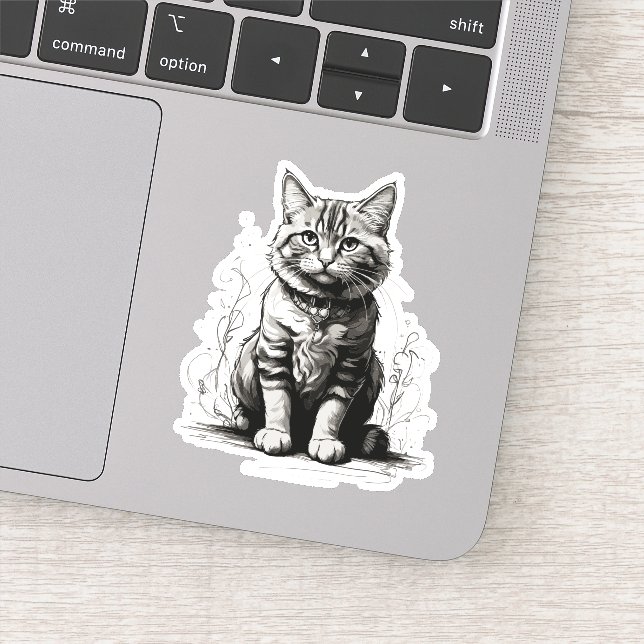 Sticker Croquis au crayon de chat mignon (Détail)