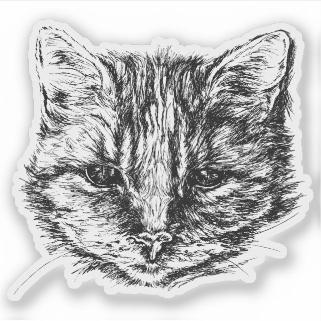 Sticker Croquis de chat Tabby (Devant)