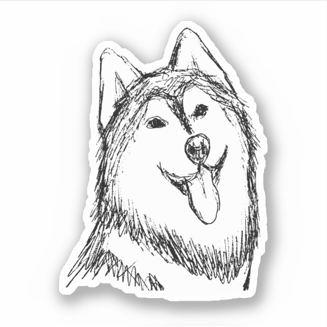Sticker Croquis de chien Husky (Devant)