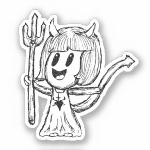 Sticker Croquis de fille de petit diable