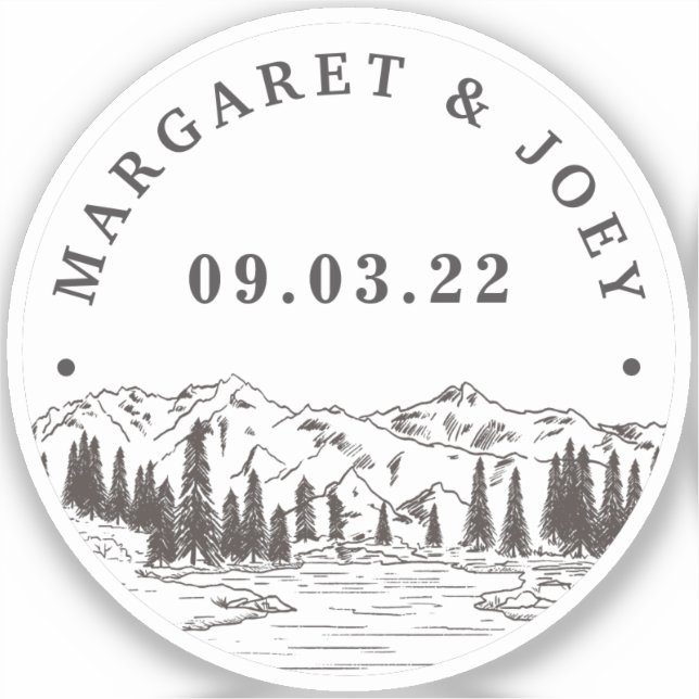 Sticker Croquis de montagne Mariage personnalisé (Recto)