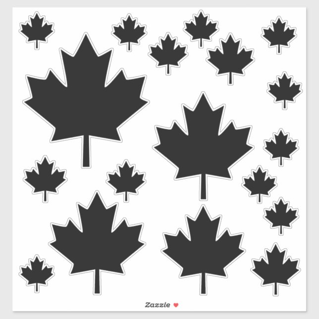 Sticker Croquis noir Canada Feuille d'érable élégant (Feuille)