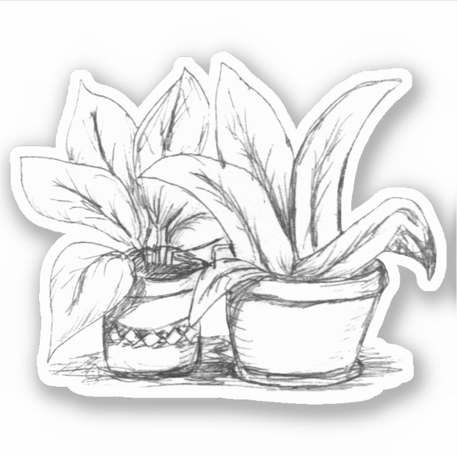 Sticker Croquis Plante pointé (Devant)