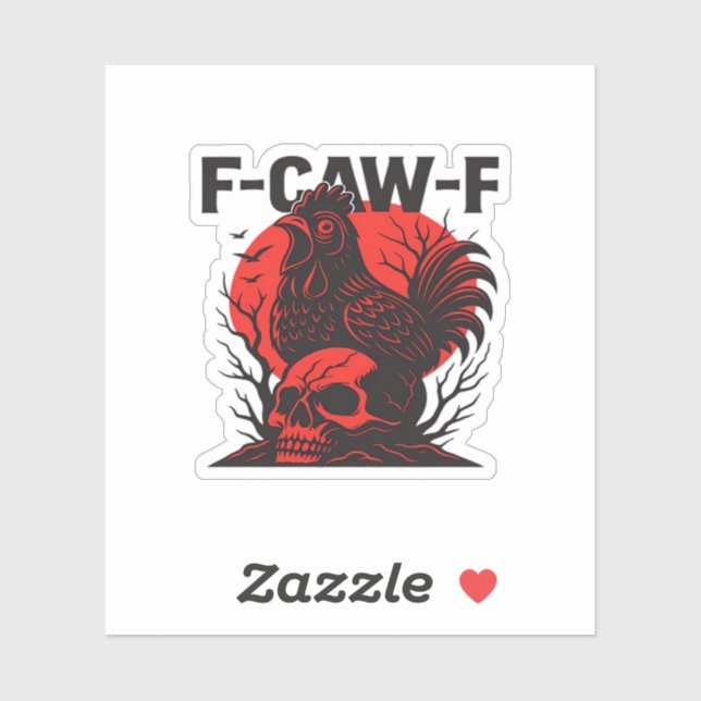 Sticker Crow F-Caw-F Funny Gothic Humor (Feuille)