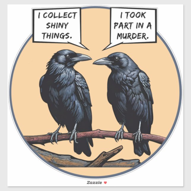 Sticker Crow Murder Funny Comic (Feuille)