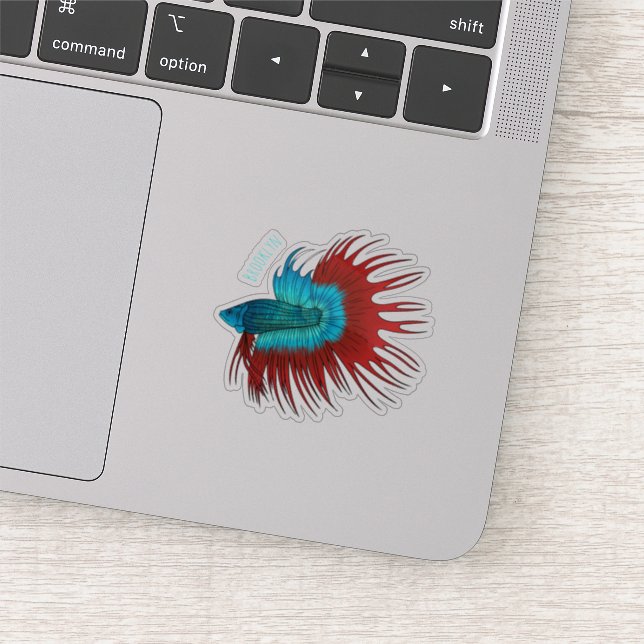 Sticker Crowntail betta fish dessin animé (Détail)