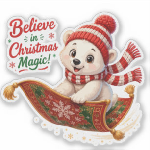 Sticker Croyance en l'Ours Polaire Magique de Noël