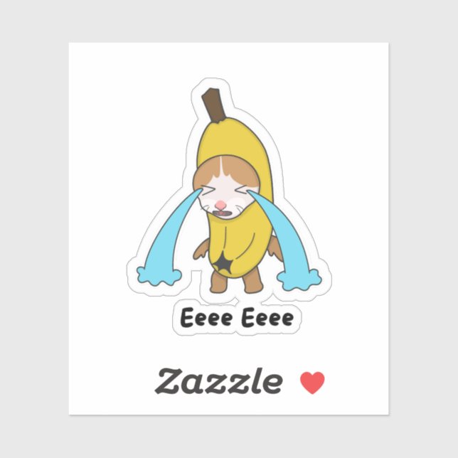 Sticker Cry Banana Sad Pleure Chat Mème Eee Eee Chemise (Feuille)