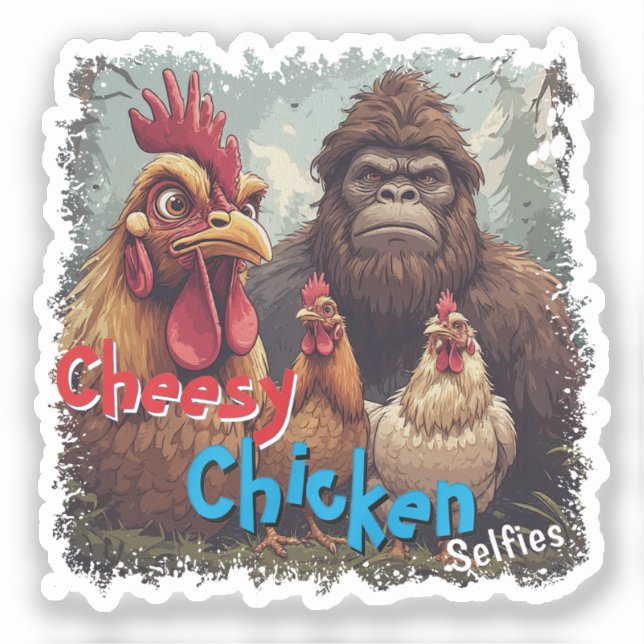 Sticker “Cryptid Photo Op” Cheesy Chicken Vinyl (Recto)