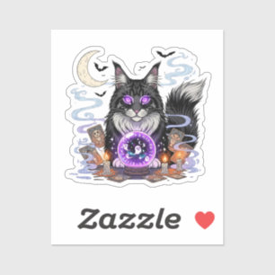 Sticker Crystal Ball Coon - Maine Coon Halloween
