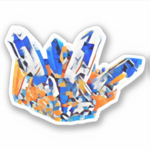 Sticker Crystal Gems Rocks Blue Orange Art Abstrait