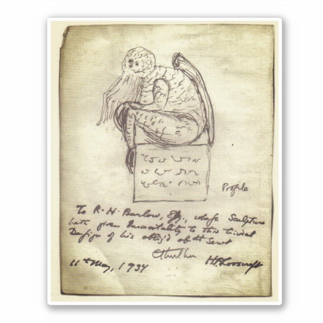 Sticker Cthulhu croqué par Lovecraft (Devant)