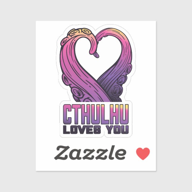 Sticker Cthulhu vous aime Tentacles Lovecraft (Feuille)