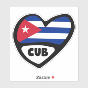 Sticker Cuba Code du pays Coeur du drapeau, CUB