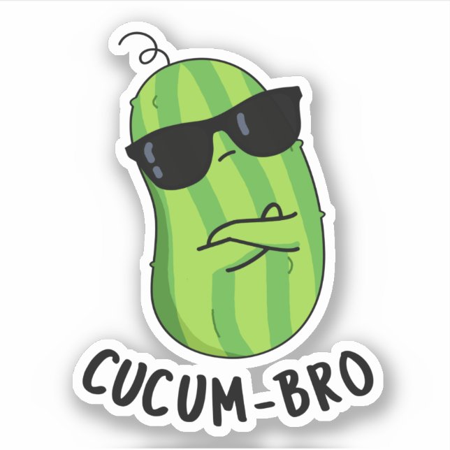 Sticker Cucum-bro Funny Veggie Cucumber Pun (Devant)