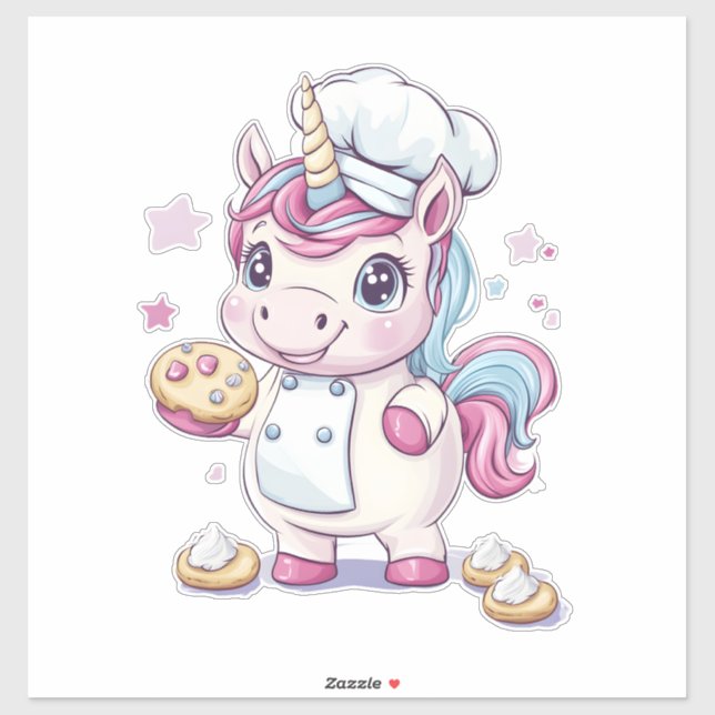 Sticker Cuisinier Boulanger Licorne (1) (Feuille)
