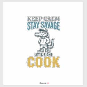 Sticker Cuisinier Sauvage Alligator Gravure Vintage Graphi