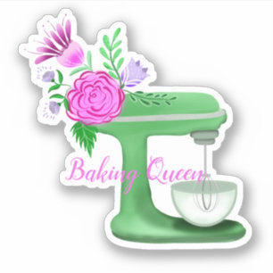 Sticker Cuisson Queen avec mélange floral