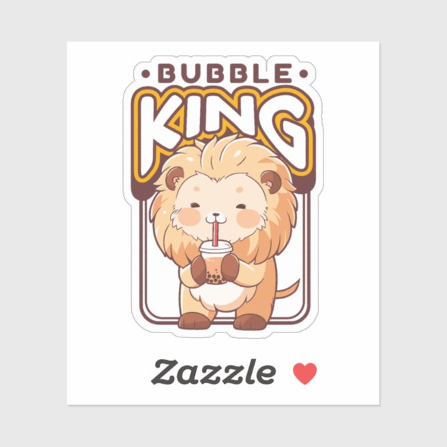 STICKER CUIT LION BOIRE BOBA THÉ (Feuille)