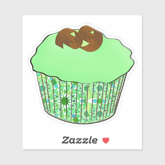 Sticker Cupcake au chocolat congelé à la menthe, Arrière - (Feuille)