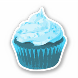 Sticker Cupcake bleu moderne