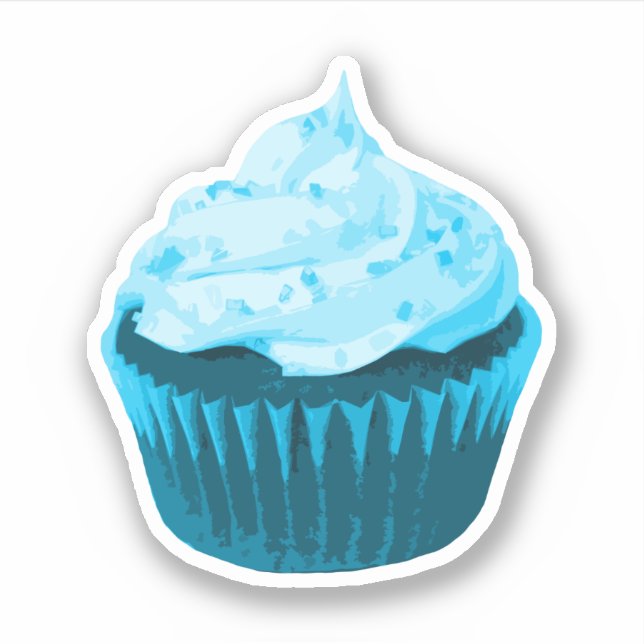 Sticker Cupcake bleu moderne (Devant)