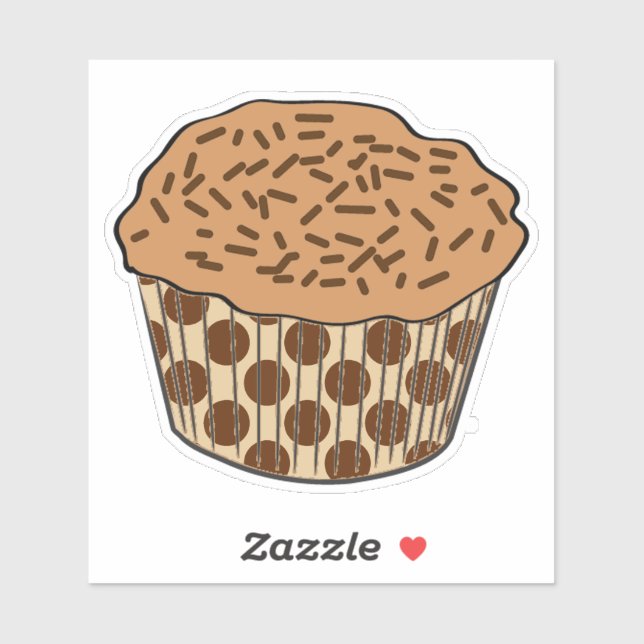 Sticker Cupcake caramel givré avec arroses (Feuille)