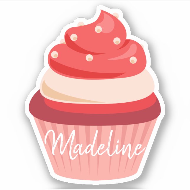 Sticker cupcake crème velours rouge doux (Devant)
