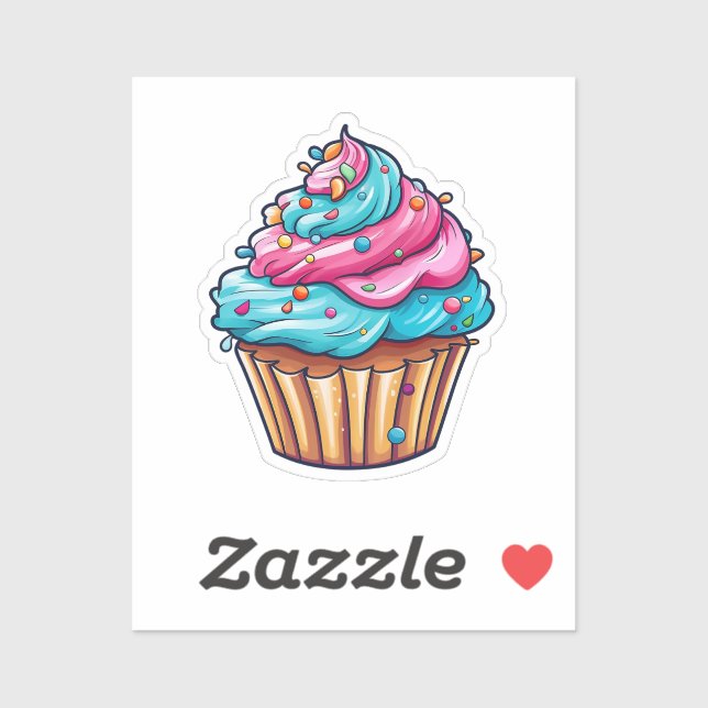 Sticker Cupcake de dessin animé (Feuille)