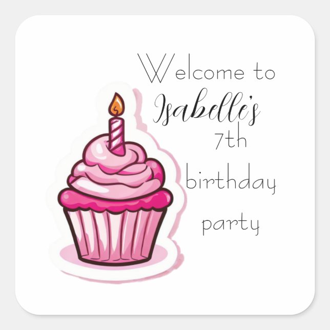 Sticker Cupcake Rose Cute (Devant)