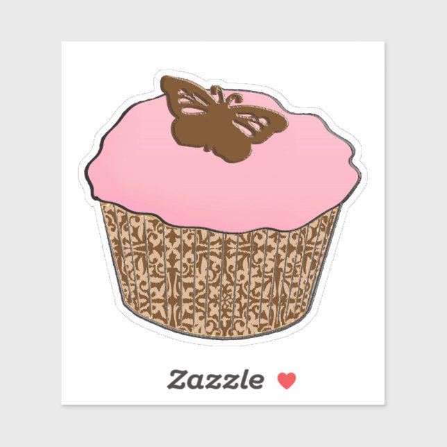 Sticker Cupcake rose fraise (Feuille)