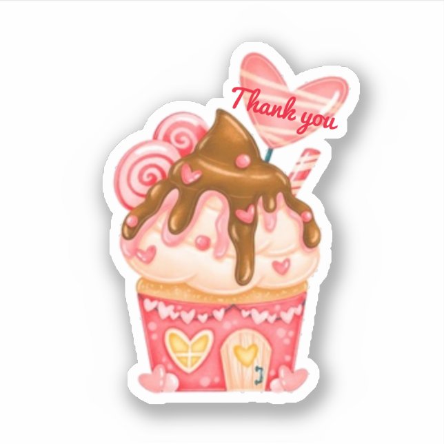 Sticker cupcake sucré Merci (Devant)