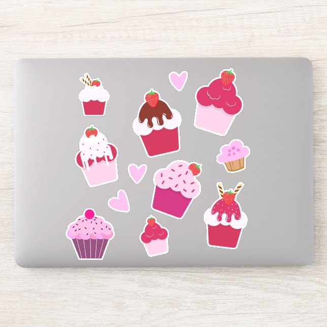 Sticker Cupcakes mignons et Shorcakes aux fraises (Ordinateur)