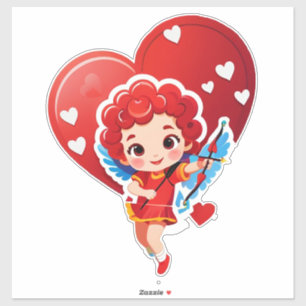 Sticker Cupidon mignon avec arc et flèche