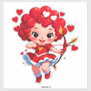 Sticker Cupidon mignon avec arc et flèche
