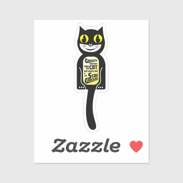 Sticker Curieux chat noir jaune (Feuille)
