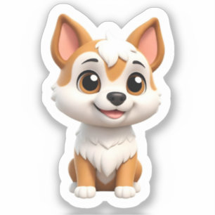 Sticker Curieux Chiot Shiba