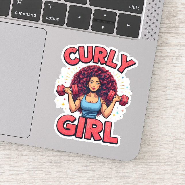 Sticker Curly Girl Hair Goals -Pink Gym Fitness Motivation (Détail)